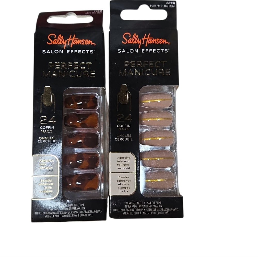 Sally Hansen Salon Effects Nails- What The Shell, Meet Me In The Metal